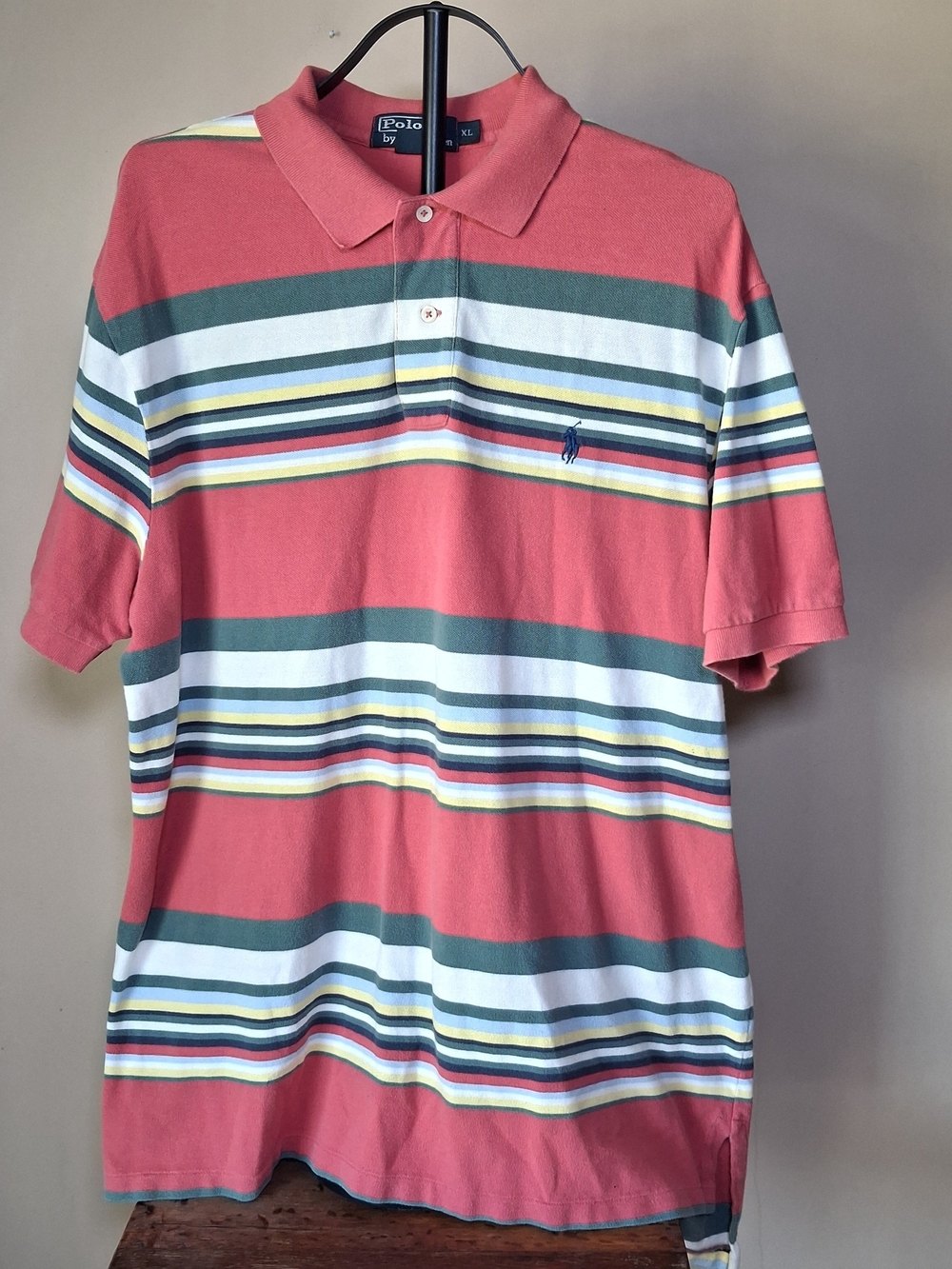 Polo Ralph Lauren Men's Vintage Multicolor Striped Polo; Size XL